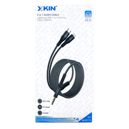 کابل تبدیل دو کاره AUX به Type-C و Lightning مدل AUX115