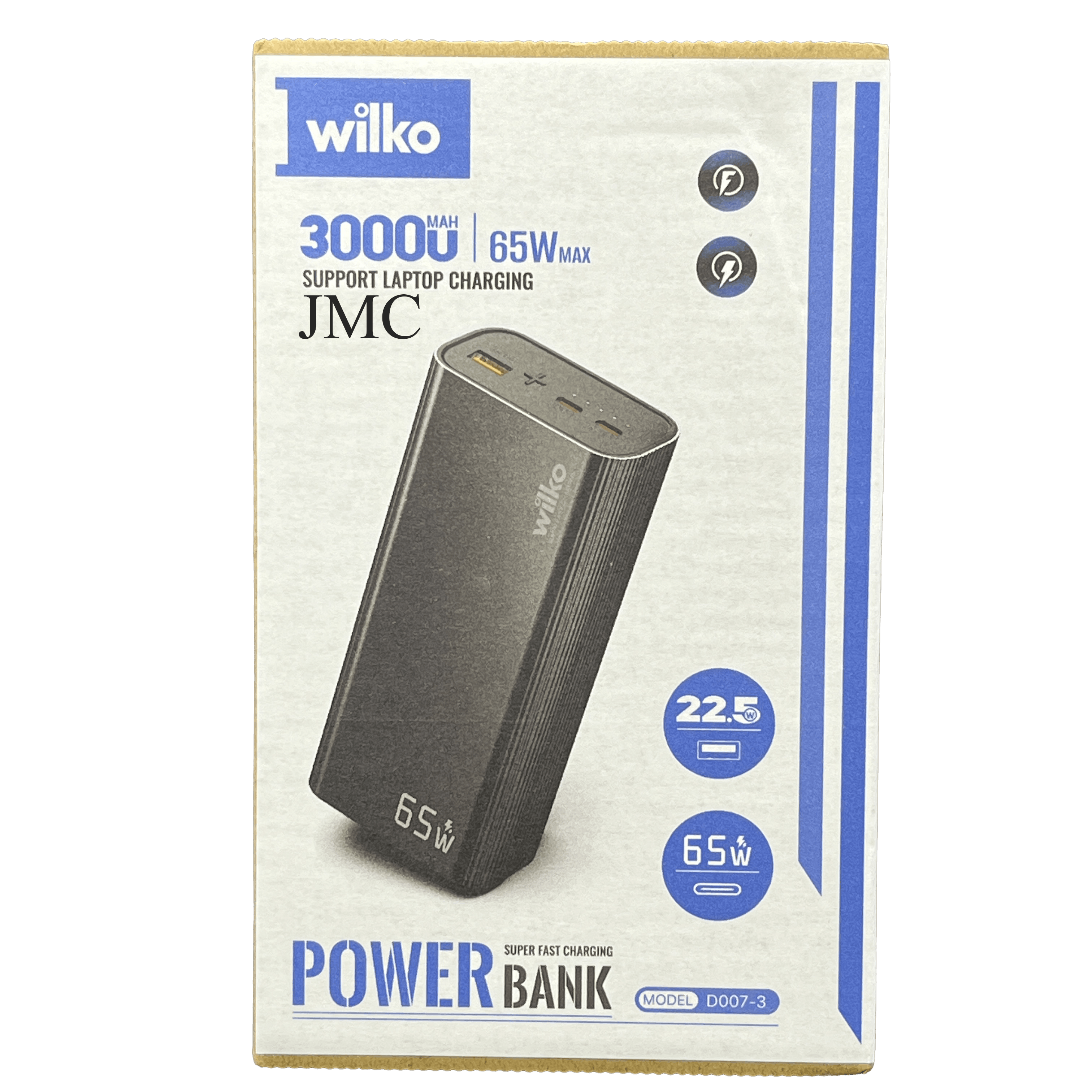 پاوربانک wilko با ظرفیت 30000خروجی 60 وات D007-3